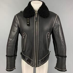 GIVENCHY by Ricardo Tisci FW 2017 38 Black Silver Studded Leather Blouson Jacket